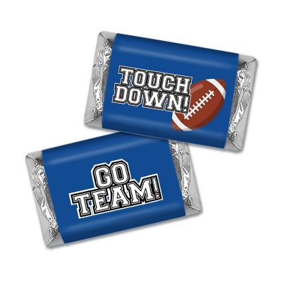 123 Pcs Blue Football Party Candy Favors Hershey's Miniatures Chocolate - Touchdown Image 1