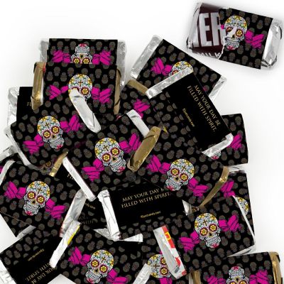 123 Pcs Day of the Dead Candy Party Favors Hershey's Miniatures Chocolate - Sugar Skulls Image 1