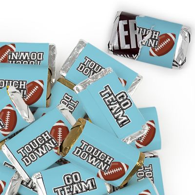123 Pcs Light Blue Football Party Candy Favors Hershey's Miniatures Chocolate - Touchdown Image 1