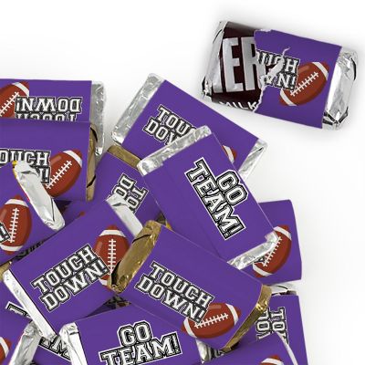 123 Pcs Purple Football Party Candy Favors Hershey's Miniatures Chocolate - Touchdown Image 1