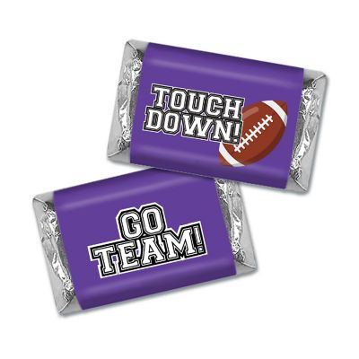 123 Pcs Purple Football Party Candy Favors Hershey's Miniatures Chocolate - Touchdown Image 1