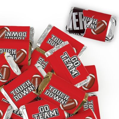 123 Pcs Red Football Party Candy Favors Hershey's Miniatures Chocolate - Touchdown Image 1
