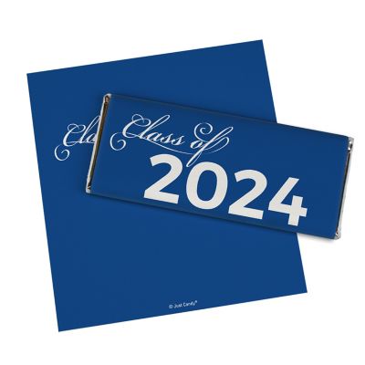 12ct Blue Graduation Candy Party Favors Class of 2024 Wrapped Chocolate Bars by Just Candy Image 1