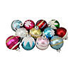 12ct Frosted and Glittered Shiny Multi Color Christmas Ball Ornaments 2.5&quot; (65mm) Image 1