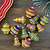 12ct Purple 2-Finish Striped Glass Christmas Finial and Bell Ornaments 2.75" Image 1