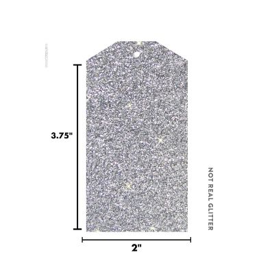 12PC Classic Tags Solid Silver Glitter Image 2