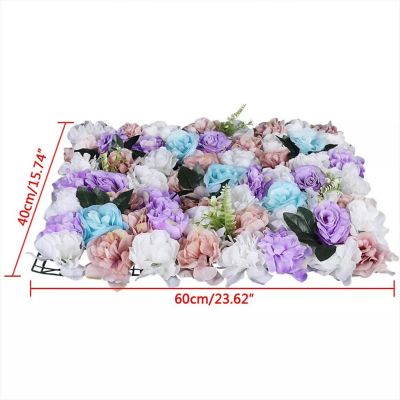 12Pcs Artificial Flower Wall Panel Backdrop Wedding Party Background Venue Decor Image 1
