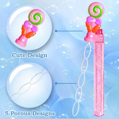 12PCS Assorted Colors Macaron Lollipop Bubble Maker Wands for Kids Birthday Favor Image 2