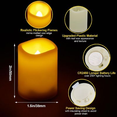 12Pcs Flameless Votive Candles with Remote Timer Image 1