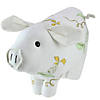 13.25" White  Soft Green and Yellow Floral Pig Spring Tabletop Decoration Image 1