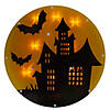 13.75" Lighted Haunted House Halloween Window Silhouette Image 1