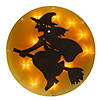 13.75" Lighted Witch on Broomstick Halloween Window Silhouette Image 1