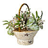 13" Green and Gold Pumpkin and Leaves Artificial Thanksgiving Basket Image 2