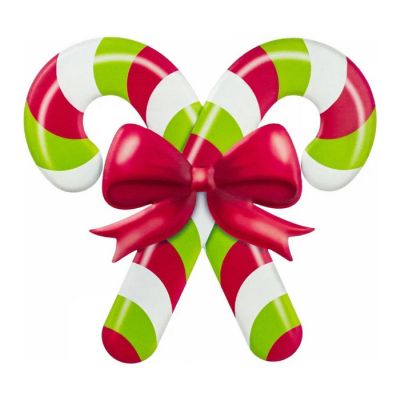 13" Metal Embossed Candy Canes: Lime Green/Red Image 1