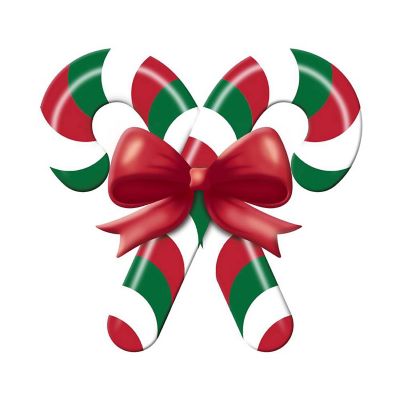 13" Metal Embossed Candy Canes: Red/Green Image 1