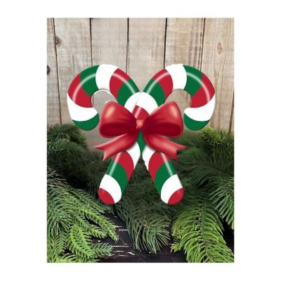13" Metal Embossed Candy Canes: Red/Green Image 2