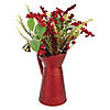 13" Red Berries and Foliage in Vintage Milk Pitcher Christmas Decoration Image 1