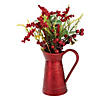 13" Red Berries and Foliage in Vintage Milk Pitcher Christmas Decoration Image 3