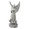 13" Weathered Gray Serene Angel with Dove Outdoor Garden Statue Image 1