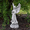 13" Weathered Gray Serene Angel with Dove Outdoor Garden Statue Image 1