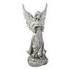 13" Weathered Gray Serene Angel with Dove Outdoor Garden Statue Image 4