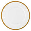13" White with Gold Rim Round Disposable Plastic Charger Plates (25 Plates) Image 1