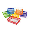 13&quot; x 9 3/4&quot; Classroom Storage Solid Color Plastic Baskets with Handles - 6 Pc. Image 1