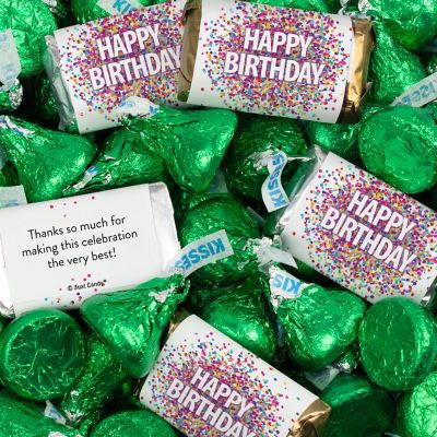 131 Pcs Birthday Candy Party Favors Miniatures & Green Kisses (1.65 lbs, Approx. 131 Pcs) Image 1