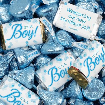 131 Pcs It's a Boy Baby Shower Candy Party Favors Miniatures & Blue Kisses (1.65 lbs, Approx. 131 Pcs) Image 1