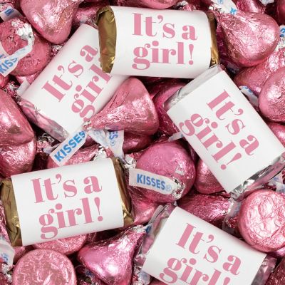 131 Pcs It's a Girl  Baby Shower Candy Party Favors Miniatures & Pink Kisses (1.65 lbs, Approx. 131 Pcs) Image 1
