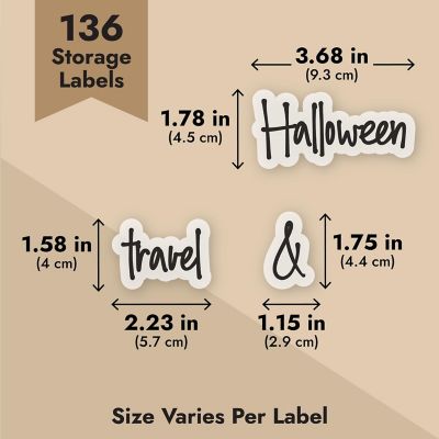 136 Garage Storage Labels for Plastic Containers, Preprinted Black Script on Clear Stickers for Organizing Bins Image 3