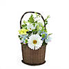 14.5" Mixed Spring Flower Artificial Floral Arrangement with Basket Image 1