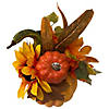 14.75" Yellow Sunflower and Mum Filled Pumpkin Thanksgiving Decor Image 1