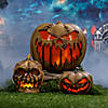 14" Animated Flaming Burlap Pumpkin Halloween Decoration Image 2