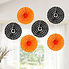 14" Black & Orange Spider Web Hanging Tissue Paper Fans - 6 Pc. Image 2