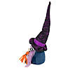 14" Black and Purple Halloween Witch Gnome with Broom Image 4