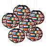 14" Flags of All Nations Hanging Paper Lanterns - 6 Pc. Image 1