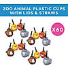 14 oz. Bulk 60 Ct. Zoo Animal Reusable Plastic Cups with Lids &amp; Straws Image 2
