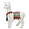 14" White Plush Bohemian Standing Llama Christmas Figure with Pom Poms Image 1