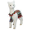 14" White Plush Bohemian Standing Llama Christmas Figure with Pom Poms Image 1