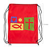 14" x 18" Large Nylon  Religious Symbols Drawstring Bags - 12 Pc. Image 1