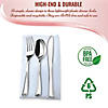 140 Pc. Silver Plastic Cutlery in White Pocket Napkin Set - Napkins, Forks, Knives, and Spoons (35 Guests) Image 3