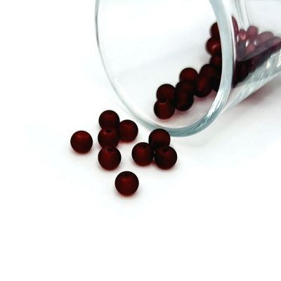 140 Pcs 6mm Dark Red Frosted Beads Image 1