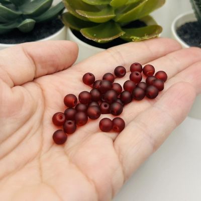 140 Pcs 6mm Dark Red Frosted Beads Image 1