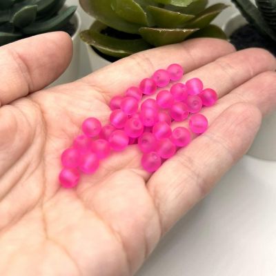 140 Pcs 6mm Pink Frosted Beads Image 1