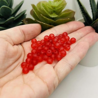 140 Pcs 6mm Red Frosted Beads Image 1