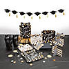 143 Pc. Black & Gold Congrats Grad Graduation Party Tableware Kit for 8 Guests Image 1