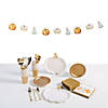 148 Pc. White & Gold Pumpkin Disposable Tableware Kit for 8 Guests Image 1