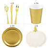 148 Pc. White & Gold Pumpkin Disposable Tableware Kit for 8 Guests Image 1