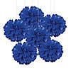 15" Blue Hanging Tissue Paper Pom-Pom Decorations - 6 Pc. Image 1